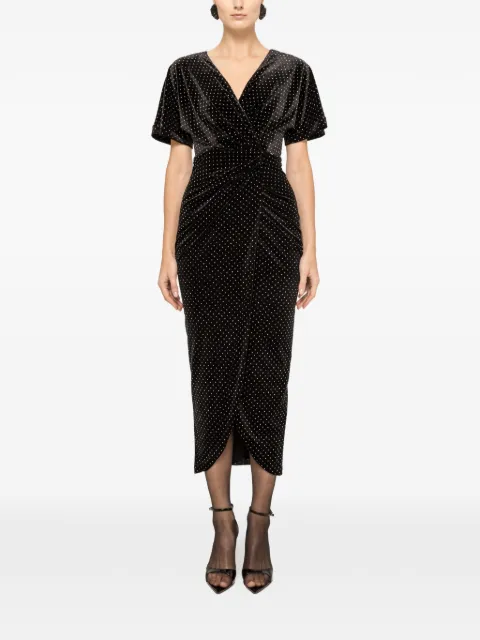 NISSA glitter velvet midi dress Black RS16130