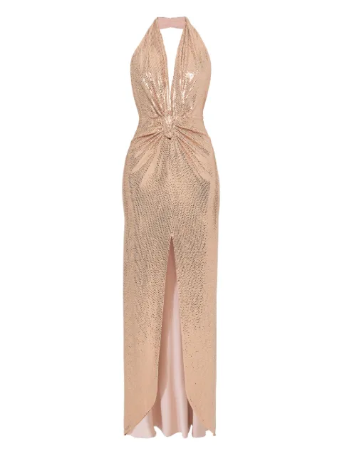 NISSA sequin-embellishment backless maxi dress Pink RS16284