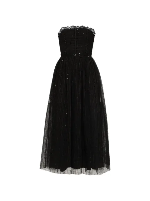 NISSA lace-trim tulle dress Black RS16137BLACK