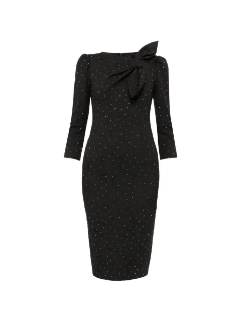 NISSA rhinestone-embellished brocade midi dress Black RS16119