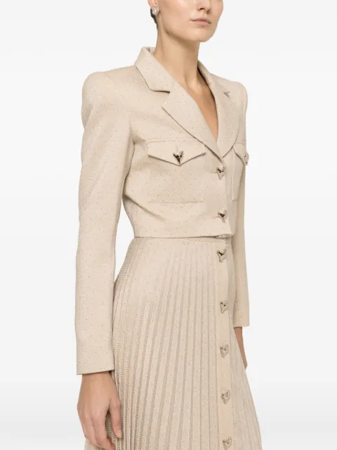 NISSA rhinestone-embellished cropped blazer Neutrals S1353BEIGE