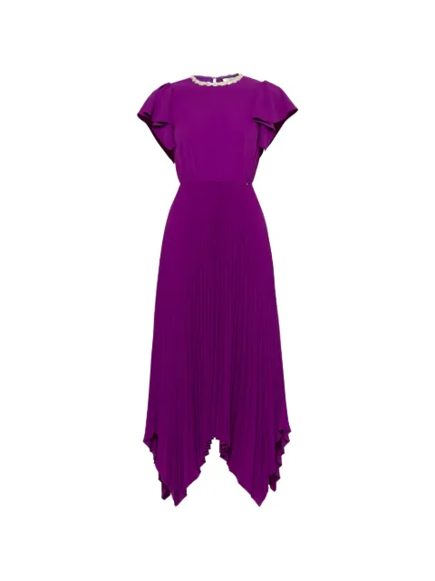 NISSA crystal-embellished pleated dress Purple RS14881PURPLE