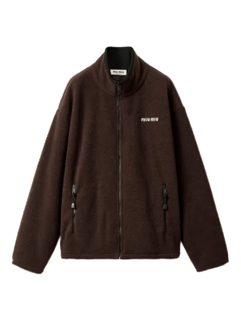 Miu Miu logo-embroidered jacket Brown MJL042SOOO1732