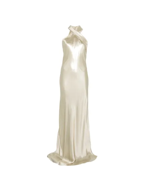Galvan London Pandora halterneck maxi dress Neutrals G1103LS