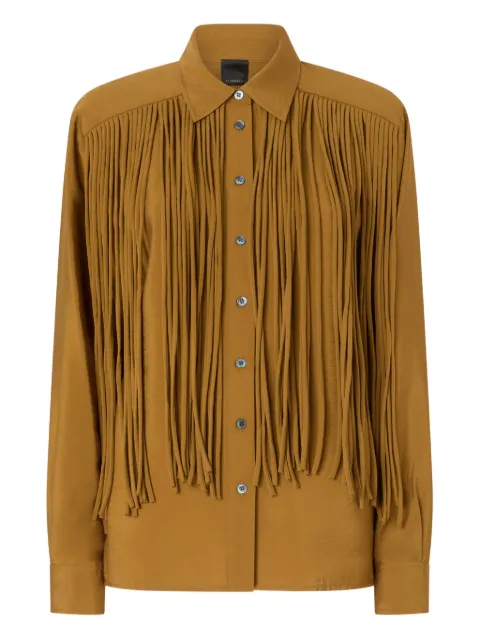 PINKO Texan-style shirt with fringing Brown 106824A3AY