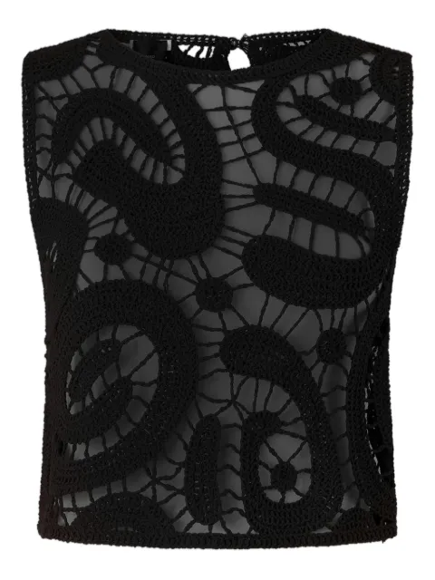 PINKO geometric crocheted sleeveless top Brown 106438A354