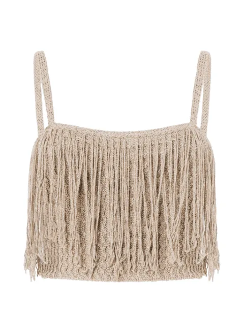 PINKO crop top in knit with fringes Neutrals 106961A3CI