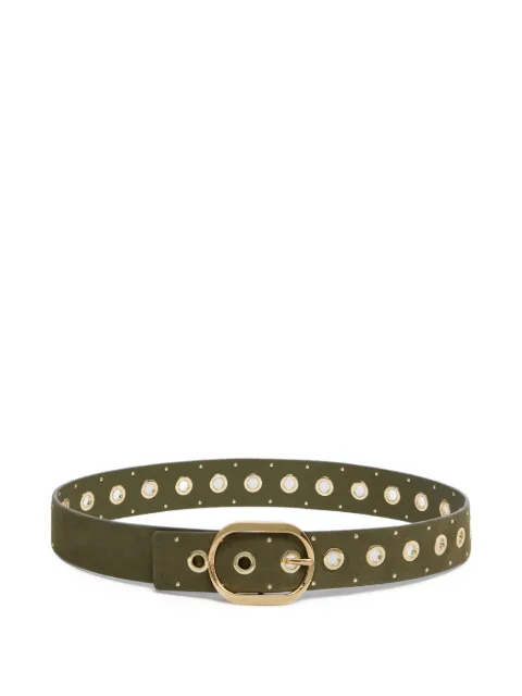 PINKO leather belt with eyelets, 4cm Green 106408A35R