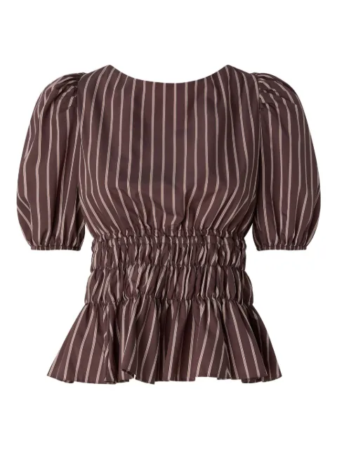PINKO striped-pattern ruched blouse Brown 106674A33Q