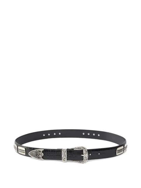 PINKO Texan belt in crocodile-print leather, 3 cm Black 106418A35W