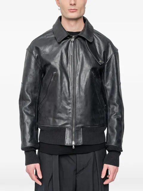 The Viridi-Anne zip-up leather jacket Black MENSLEATHERJACKET