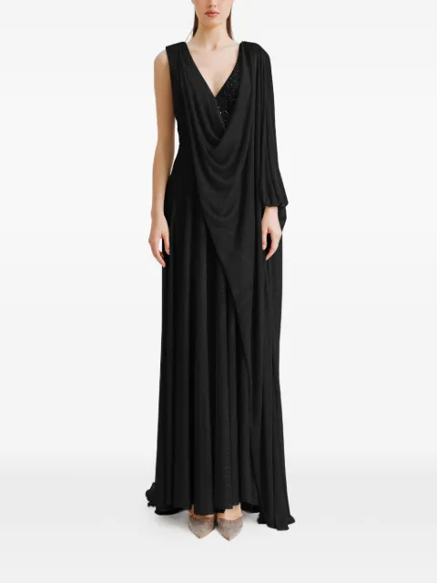 Gemy Maalouf draped V-neck gown Black EDPF241925LD