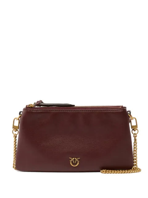 PINKO leather mini double bag with shoulder strap Brown 105359A0QO