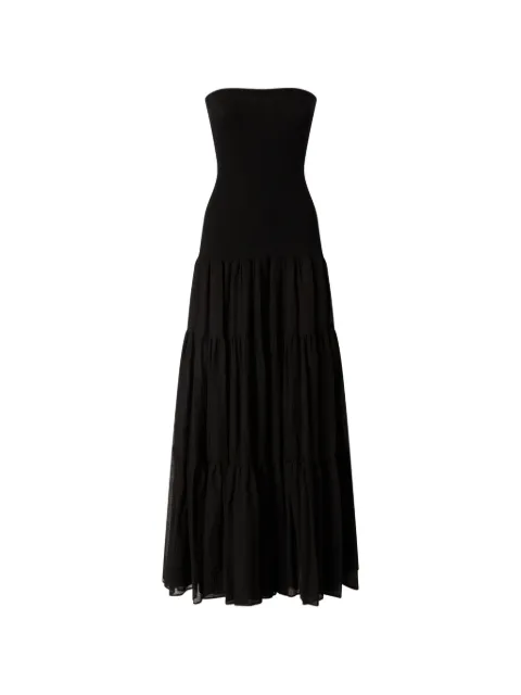 PINKO long dress with ribbed top and flounced skirt Black 107015A3D1