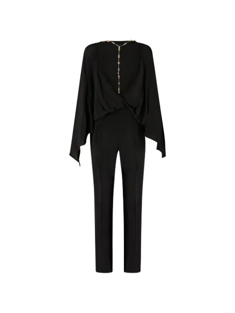 PINKO long playsuit with exposed back and jewel necklace Black 106641A35J