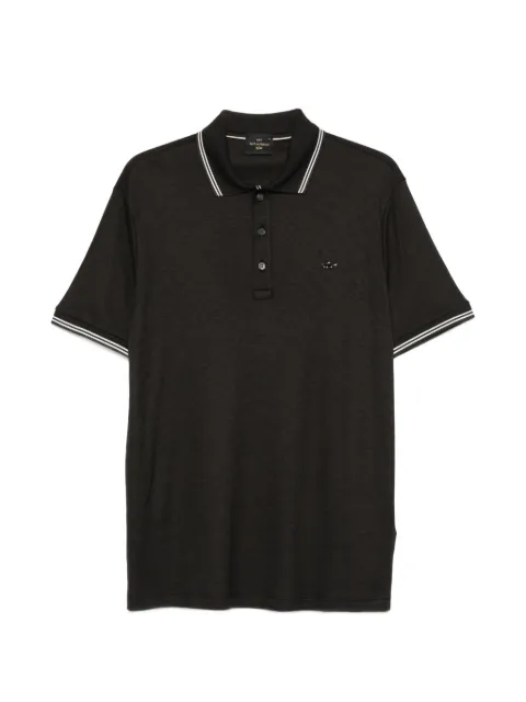 Paul & Shark logo-plaque tipped polo shirt Black 26411256SM