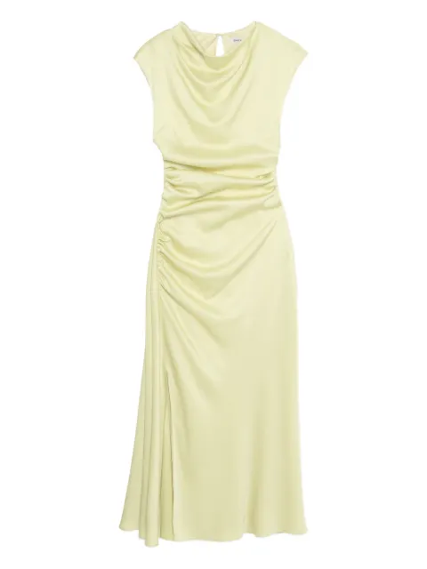 SIMKHAI Burke draped gathered satin midi dress Yellow 4251181Q
