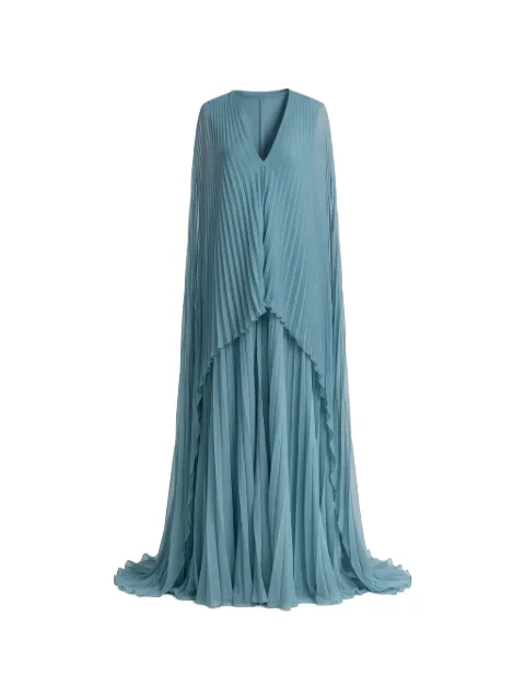Gemy Maalouf plissé V-neck maxi dress Blue EDFW262111LD