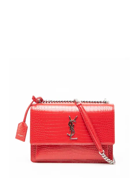 Saint Laurent Pre-Owned 2017 Medium Croc Embossed Monogram Sunset Bag crossbody bag Red HGLQWDI5AWICYL7Y