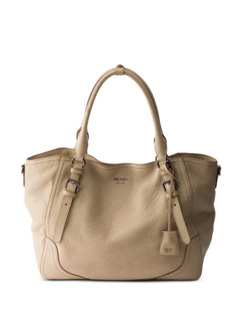 Prada large leather tote bag Neutrals 1BG602VOOO2HIK