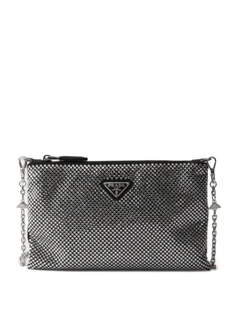 Prada mini crystal-studded bag with shoulder strap Silver 1BF142VOOD2HNJ