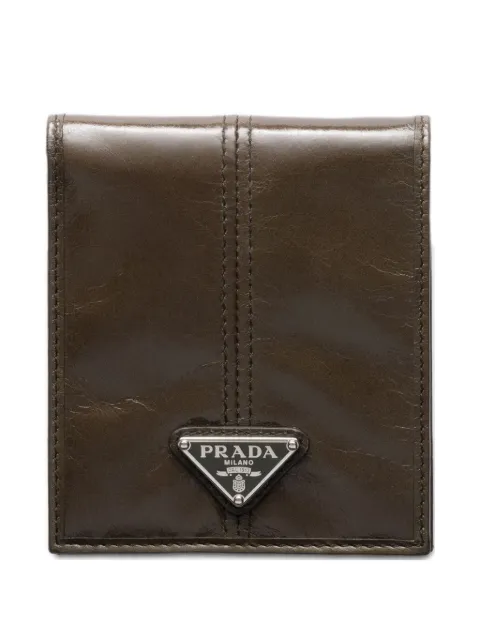 Prada triangle logo leather wallet Brown 2MO5132CX7