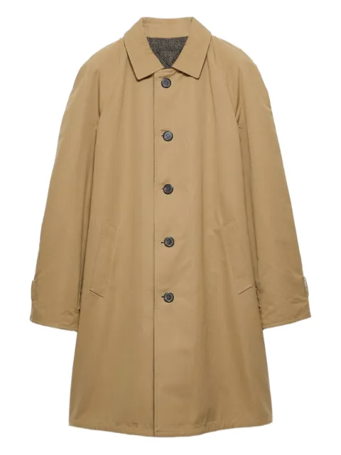 Prada button triangle logo cotton coat Neutrals SGD038SOOO18XQ