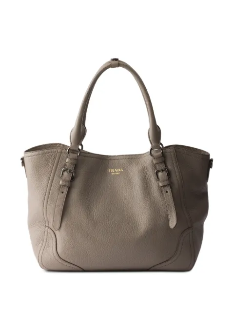 Prada large leather tote bag Grey 1BG602VOOO2HIK