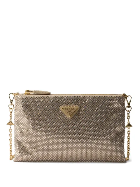 Prada mini crystal-studded bag with shoulder strap Neutrals 1BF142VOOD2HNJ
