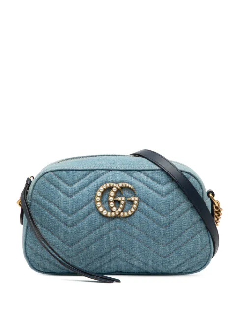 Gucci Pre-Owned 2016-2025 Small GG Marmont Matelasse Denim Pearly crossbody bag Blue 4PFAEZ5CC9BVRTG0