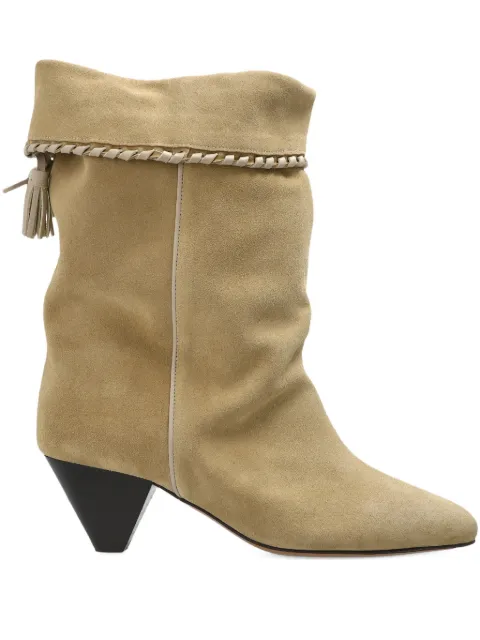 ISABEL MARANT Dalby draped suede calfskin leather boots Neutrals BO0188FBC1A20S