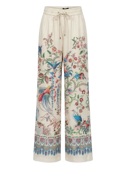ETRO wide-leg trousers with placed flora and fauna print Neutrals WREA007299SPSI6