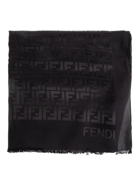 FENDI FF logo frayed scarf Black FXT185ANBE