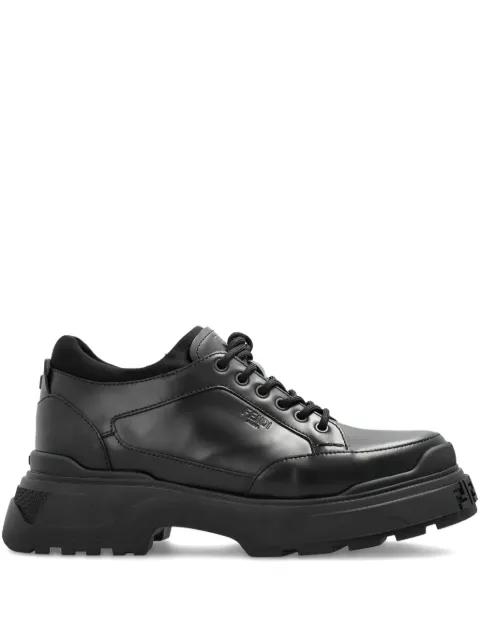 FENDI logo-embossed leather Derby shoes Black 7L1834AYFZ