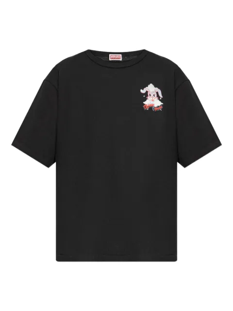 Kenzo Winter Holidays rabbit-print T-shirt Black FG55TS4014SK