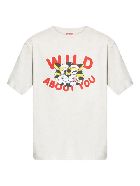 Kenzo Wild Tiger cartoon-print T-shirt Grey FG55TS2064SG