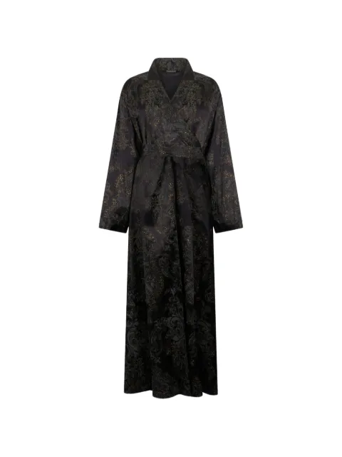 Roberto Cavalli long-sleeved side-slit silk dress Black WKT197SZR36