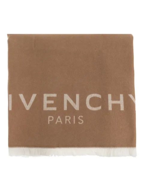 Givenchy logo fringed scarf Brown 710010177