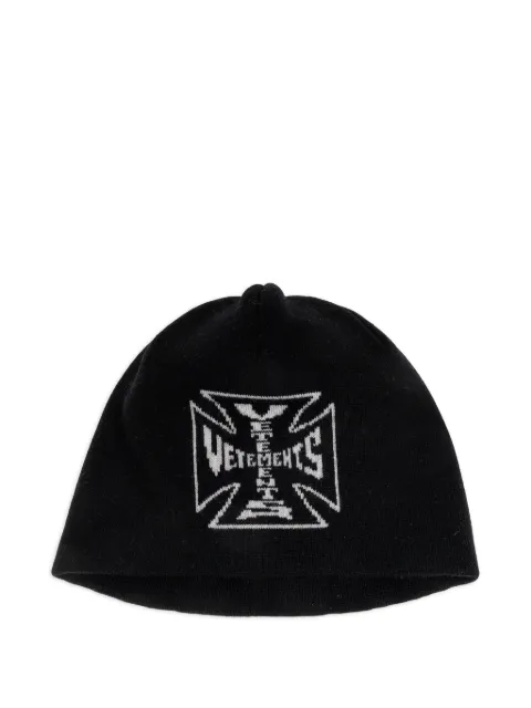 VETEMENTS logo-detail beanie hat Black UE76BN307B2901