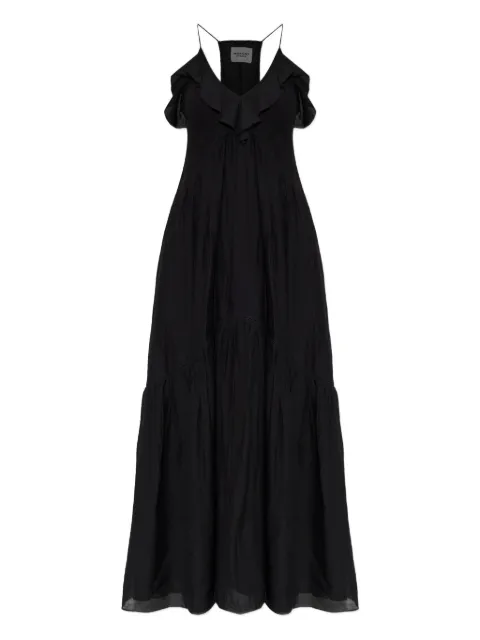 MARANT ÉTOILE ruffled V-neck dress Black RO1003FBB3J04E