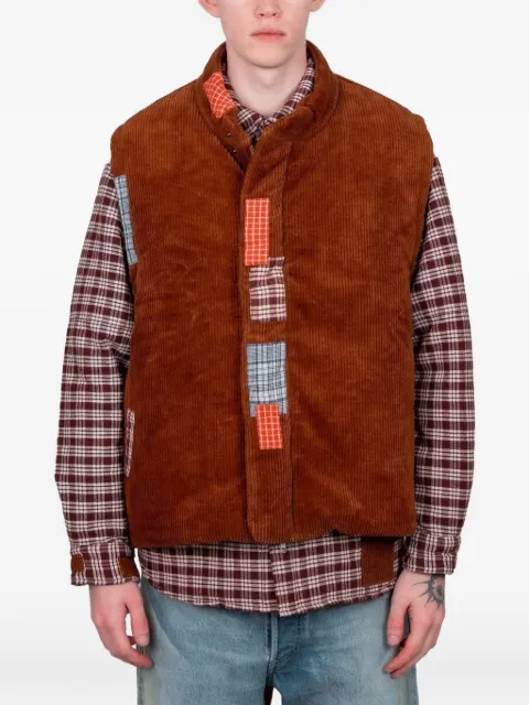STORY mfg. Sahab cord patchwork gilet Brown SAW25JASHVCORBSW