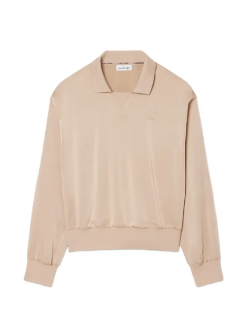 Lacoste relaxed-fit satin polo top Neutrals CF9802