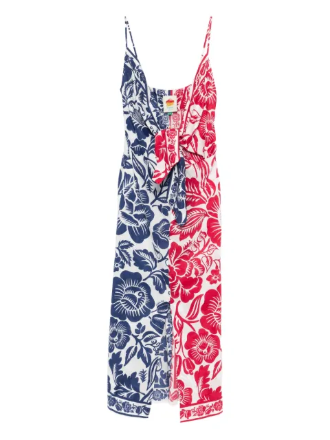 FARM Rio floral knot midi dress White 344785