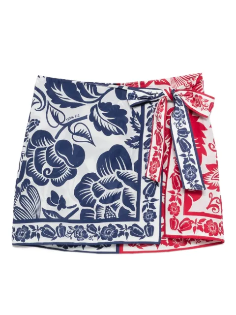 FARM Rio floral-print tie skirt Blue 344784
