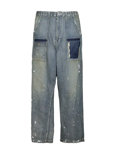 Maison MIHARA YASUHIRO stripe-pattern paint-splatter jeans Blue J16PT128