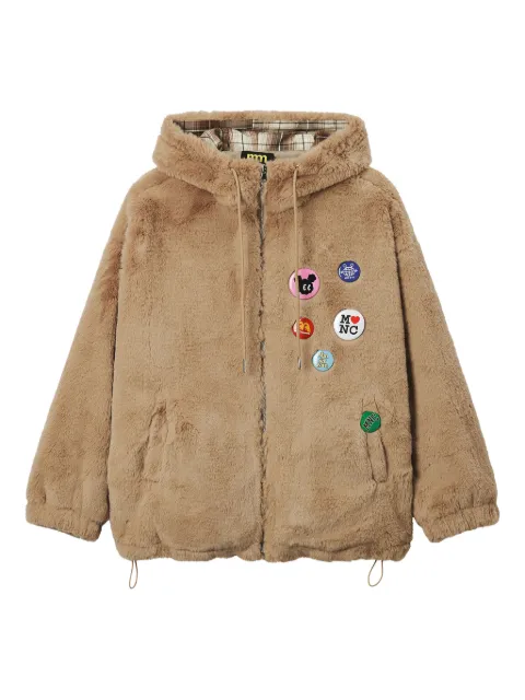Mini Cream hooded appliqué jacket Neutrals 5WM117A