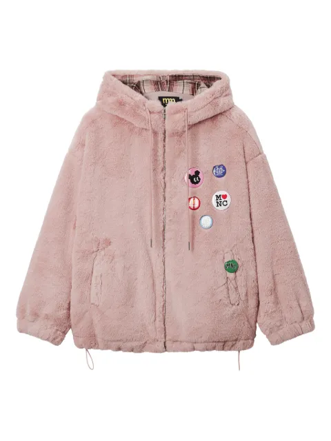 Mini Cream hooded appliqué jacket Pink 5WM117A