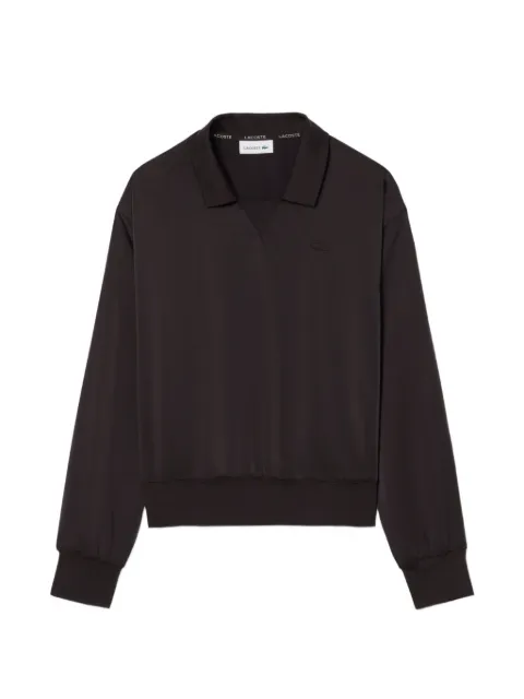 Lacoste relaxed-fit satin polo top Brown CF9802