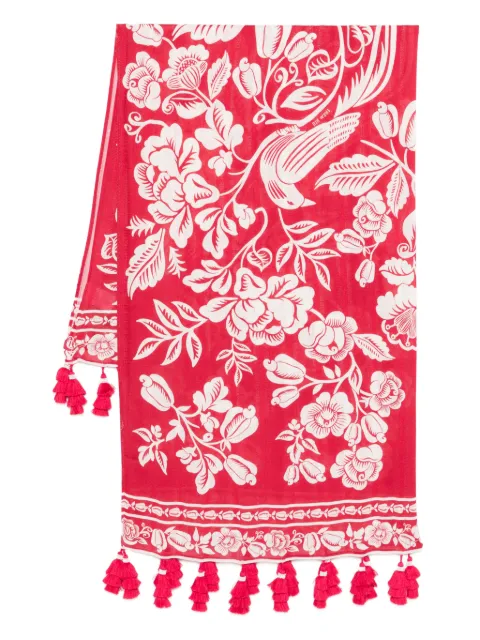 FARM Rio bird floral-print beach cover-up Red 344789
