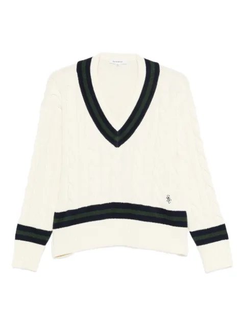 Sporty & Rich V-neck striped knitwear Neutrals WS06561302WH